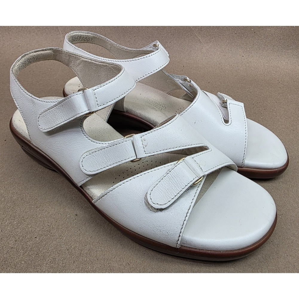 SAS (Sz 7 W) Women's Tabby Slingback Leather Sandals Shoes White